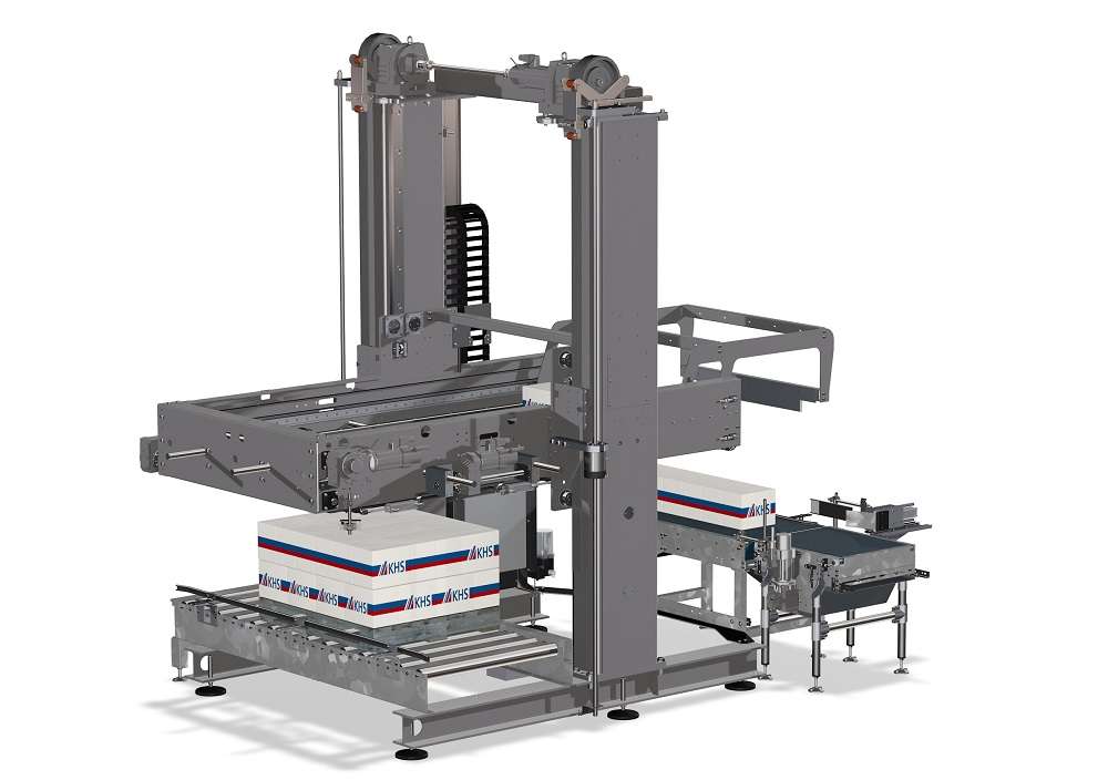 Twin-column palletizer with flexible packaging feed | KHS Group